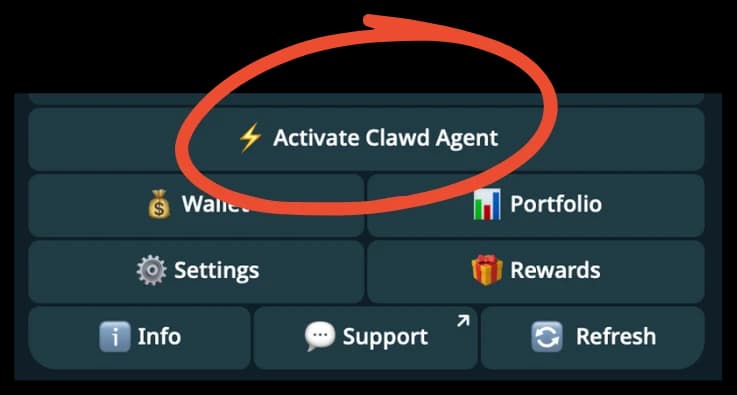 Clawd Agents โ tap Activate Clawd Agent from the bot menu